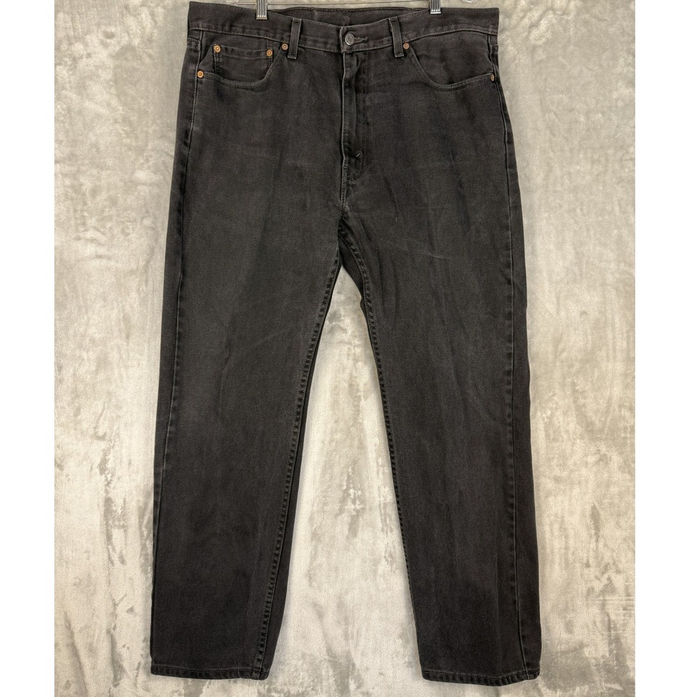 Levi Strauss Co 505 Mens Black Washed Denim Jeans W38 L32 Straight Fit